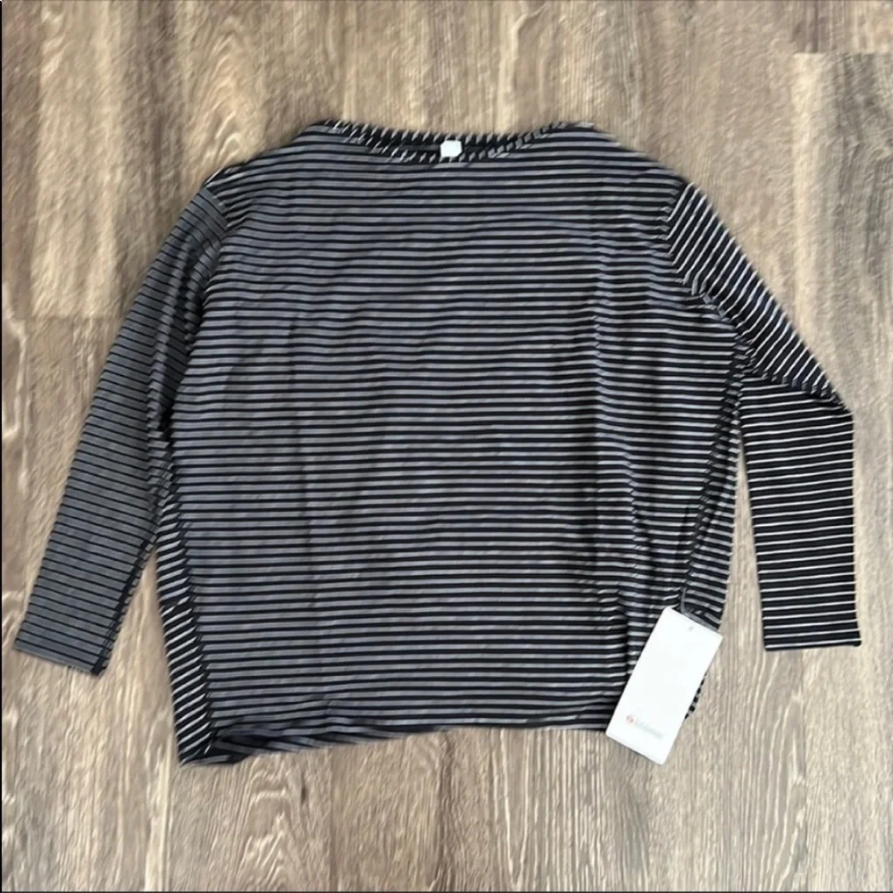lululemon athletica Black and White Striped Long Sleeve Tee